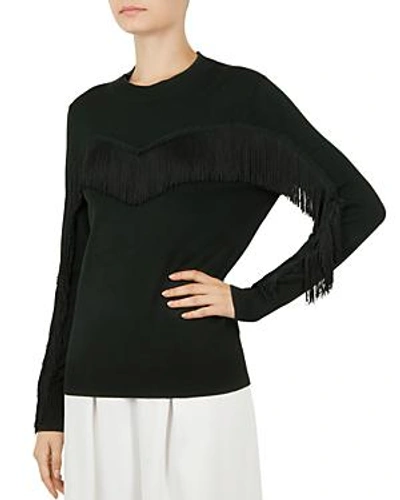 Shop Ted Baker Aniebal Fringe Sweatshirt In Dark Green