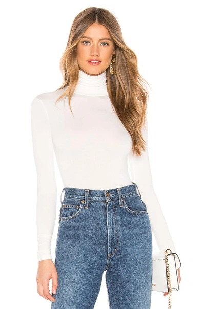 Shop About Us Zelda Mock Neck Bodysuit In White