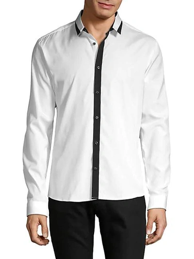 Shop Hugo Boss Long-sleeve Button-down Shirt In White