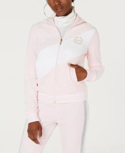 Shop Juicy Couture Track Velour Sporty Heritage Jacket In Whisper Pink