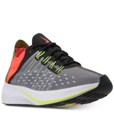 Shop Nike Men's Exp-x14 Casual Sneakers From Finish Line In Black/volt-total Crimson-
