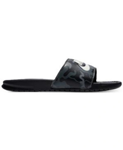 Shop Nike Men's Benassi Just Do It Print Slide Sandals From Finish Line In Black/summit White