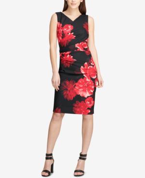 macy's black and red floral dress