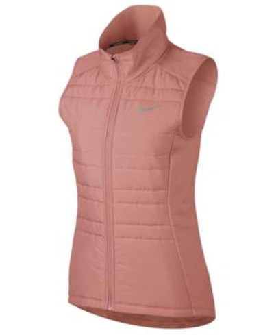 Shop Nike Essential Running Vest In Rust Pink