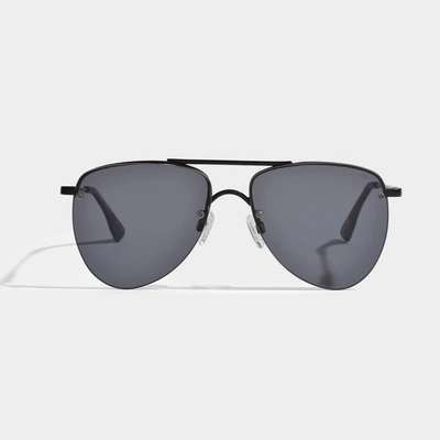 Shop Le Specs The Prince Sunglasses In Matte Black Metal