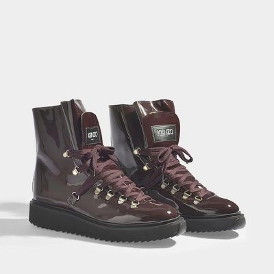 Shop Kenzo | Alaska Boots In Burgundy Patent Leather And Shearling