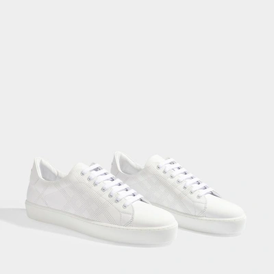 Shop Burberry | Westford Perforated Trainers In White Leather