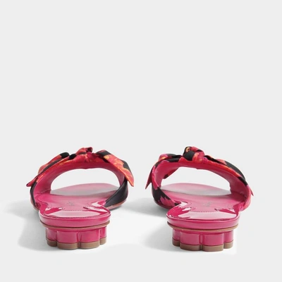 Shop Ferragamo Chianni Patent And Scarf Print Slide Shoes In Fuchsia Patent Leather