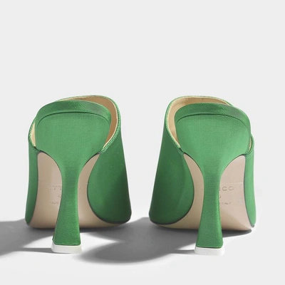 Shop Attico Pamela Mule Shoes In Green Silk Leather