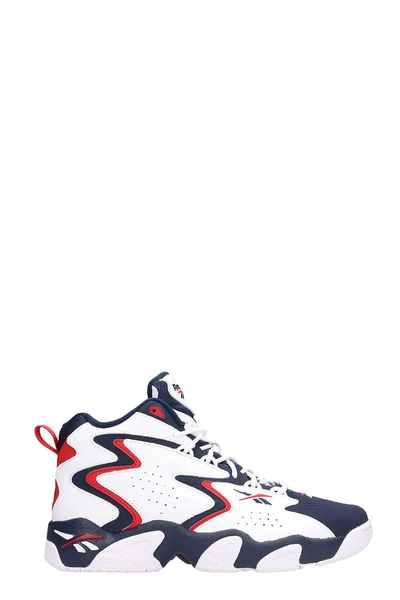 Shop Reebok Moblus White/blue Red Leather And Suede Sneakers