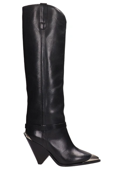Shop Isabel Marant Black Leather High Boot