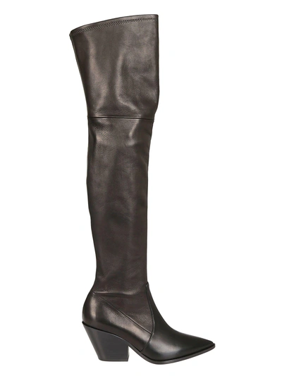 Shop Casadei Block Heel Over-the-knee Boots In Black