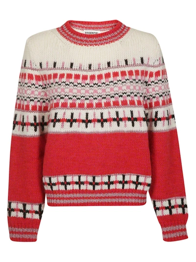 Shop Essentiel Antwerp Patterned Sweater In Rosso/bianco