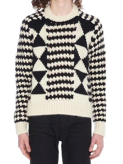 Shop Saint Laurent Graphic Knitted Jumper In Multi