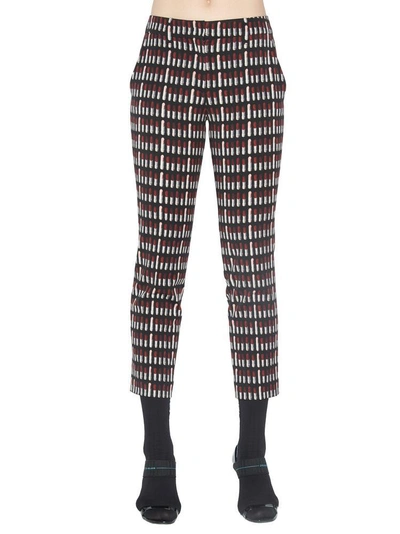 Shop Prada Printed Cropped Trousers In Black