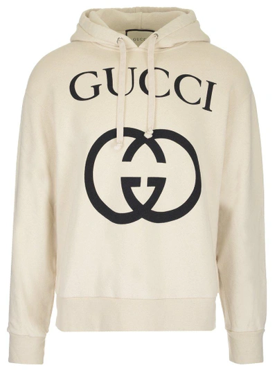 Shop Gucci Gg Logo Hoodie In White