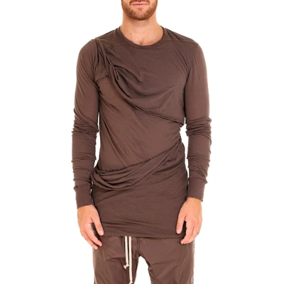 Shop Rick Owens Smiley Draped T In Brown