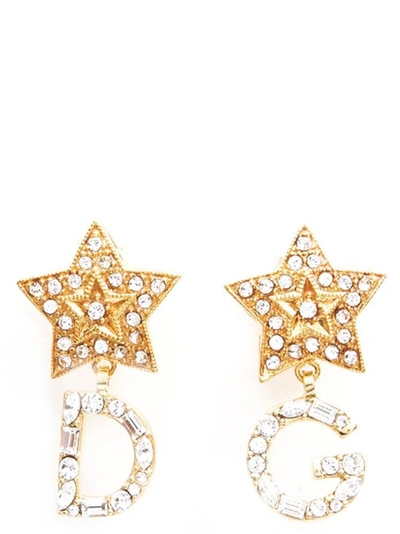 Shop Dolce & Gabbana Dg Star Bejeweled Earrings In Gold