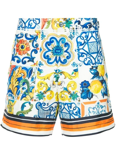 Shop Dolce & Gabbana Sicilian Print Swim-shorts - Multicolour
