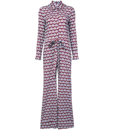 Shop La Doublej Blue Pink Printed Wide Leg Jumpsuit