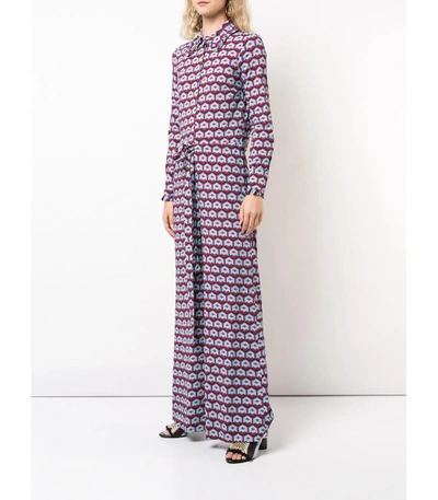 Shop La Doublej Blue Pink Printed Wide Leg Jumpsuit