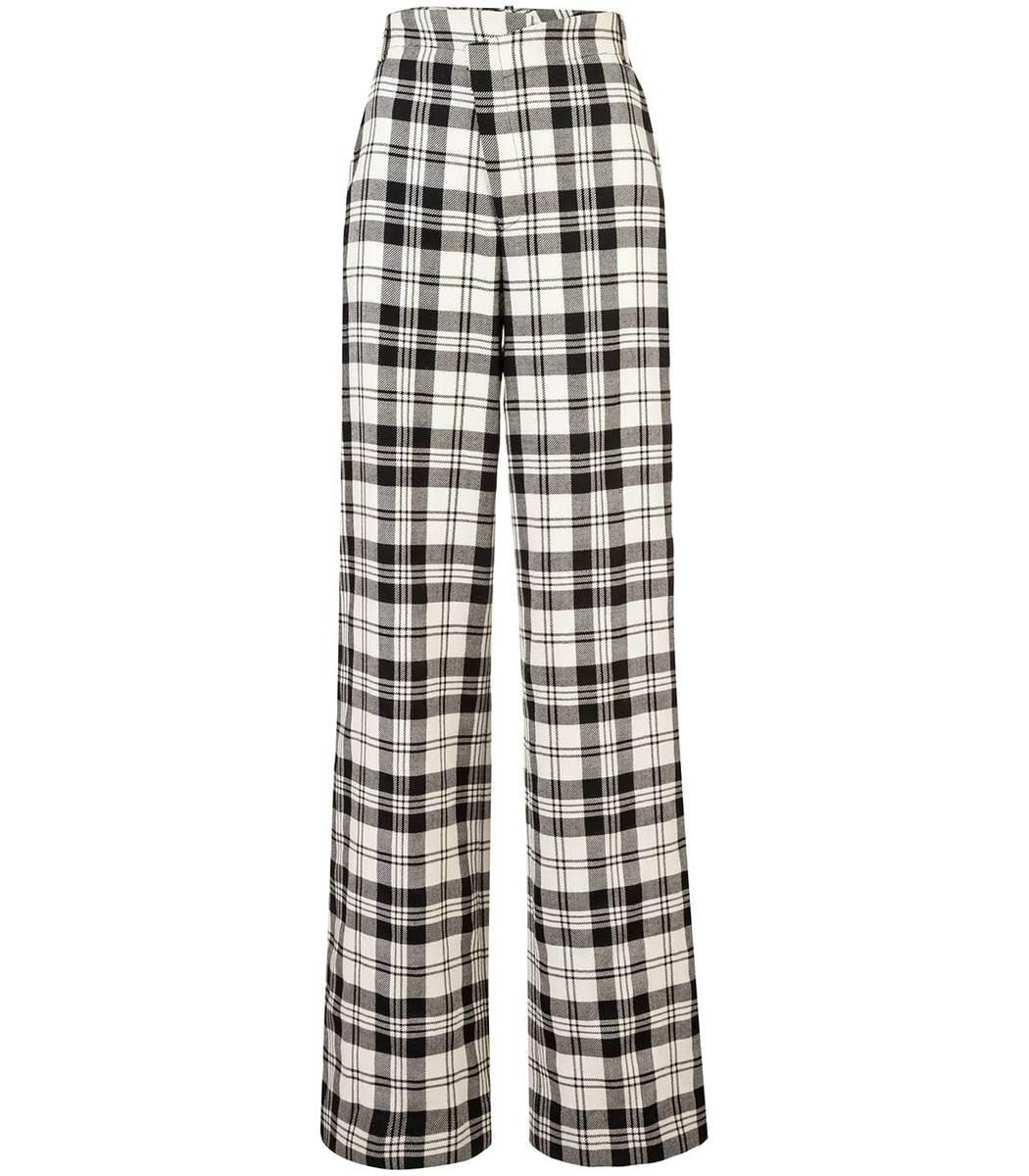 black and white flared trousers