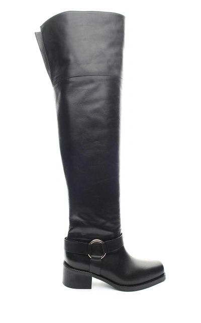 Shop Red Valentino Over-the-knee Leather Boots In Nero