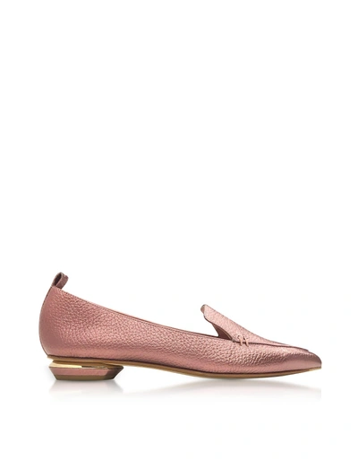 Shop Nicholas Kirkwood Beya Dusty Pink Metallic Tumbled Leather Loafer