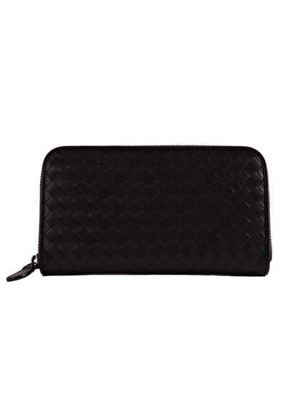 Shop Bottega Veneta Zip Around Wallet In Espresso/espresso