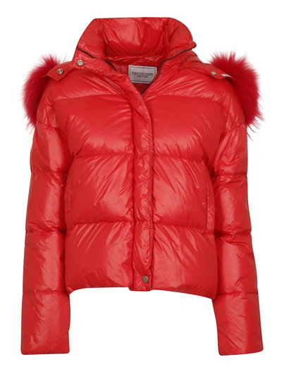 Shop Forte Couture Forte Dei Marmi Couture Fur Trim Padded Jacket In Red