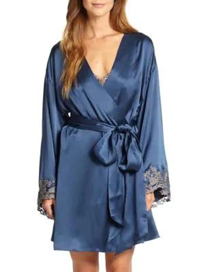 Shop La Perla Vestaglia Corta Silk Robe In Blue