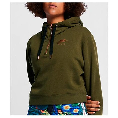 Nike Women's Sportswear Air Crop Half-zip Hoodie, Green | ModeSens