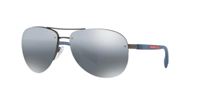 Shop Prada Linea Rossa Man Sunglasses Ps 56ms In Grey Mirror Gradient Silver