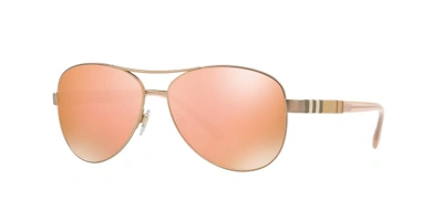 Shop Burberry Woman Sunglass Be3080 In Brown Mirror Rose Gold