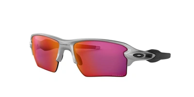 Shop Oakley 59 Flak 2.0 Xl Silver Rectangle Sunglasses - Oo9188 In Silver Frames/red Lenses