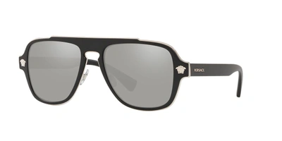 Shop Versace Man Sunglass Ve2199 In Light Grey Mirror Silver