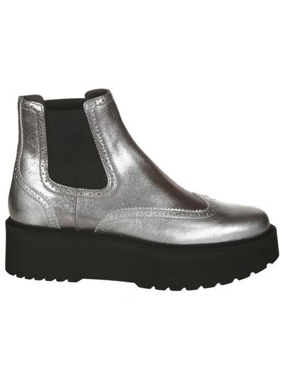 Shop Hogan Chelsea Boots In Silver