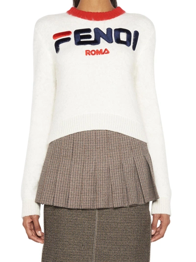 Shop Fendi ' Fila' Sweater In White