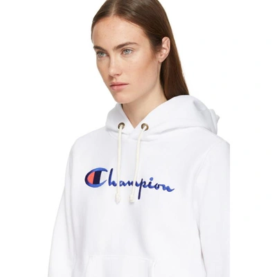 Shop Champion White Logo Hoodie In Wht White