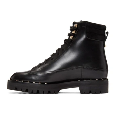 Shop Valentino Black  Garavani Sole Studded Hiking Boots In 0no Black