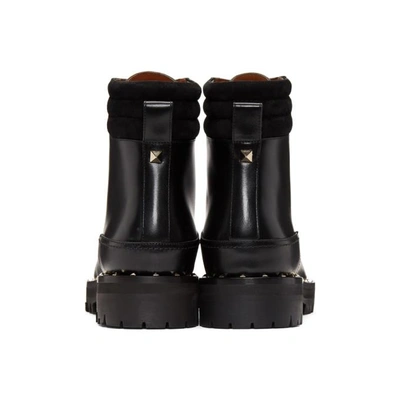 Shop Valentino Black  Garavani Sole Studded Hiking Boots In 0no Black