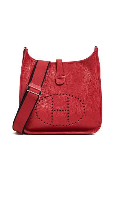 Shop Hermes Clemence Evelyne Bag In Red