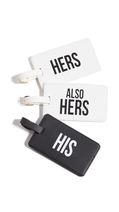 Shop Gift Boutique Luggage Tag Boxed Gift Set In White/black