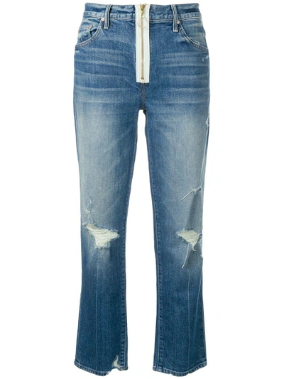 Shop Mother High Rise Cropped Jeans - Blue