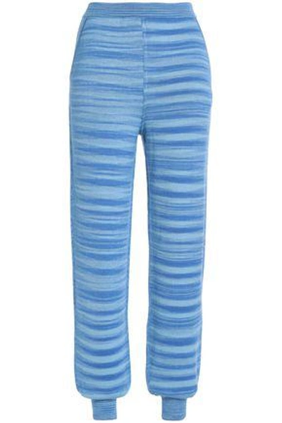 Shop Missoni Woman Jacquard-knit Cashmere And Silk-blend Track Pants Light Blue