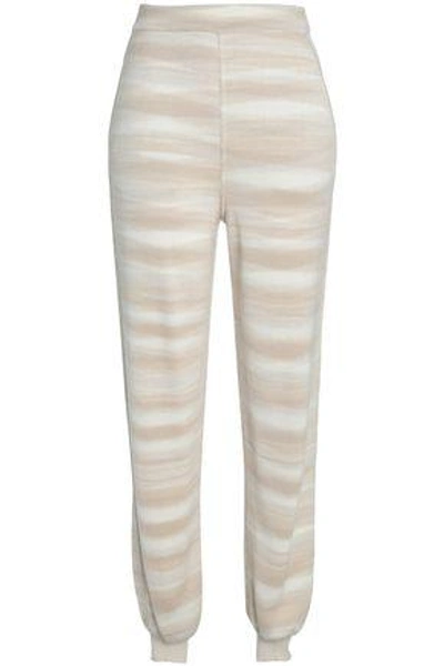 Shop Missoni Woman Jacquard-knit Cashmere And Silk-blend Track Pants Beige