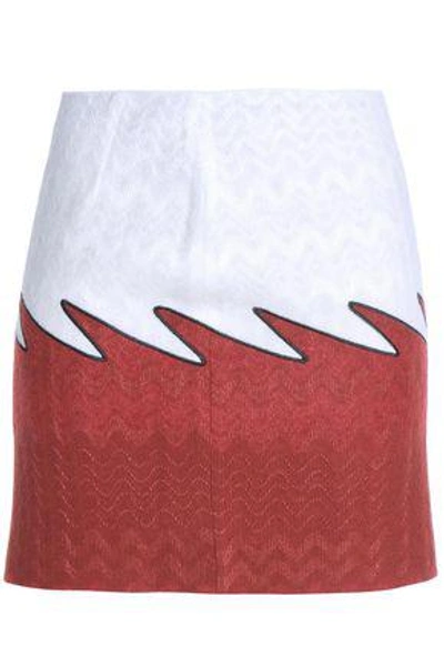 Shop Missoni Woman Two-tone Crochet-knit Mini Skirt White