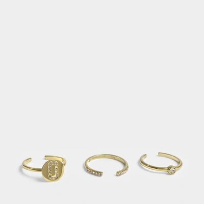 Shop Marc Jacobs | Double J Pave Ring Set In Crystal And Gold Brass