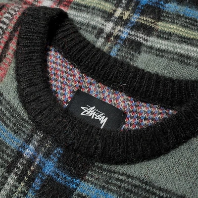 Shop Stussy Plaid Mohair Sweat In Green