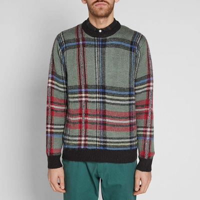 Shop Stussy Plaid Mohair Sweat In Green